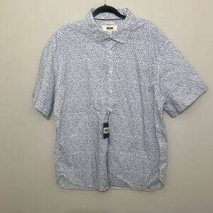 NWT Joseph Abboud Mens Blue Modern‎ Fit Floral Short Sleeve Button Up Shirt XXL